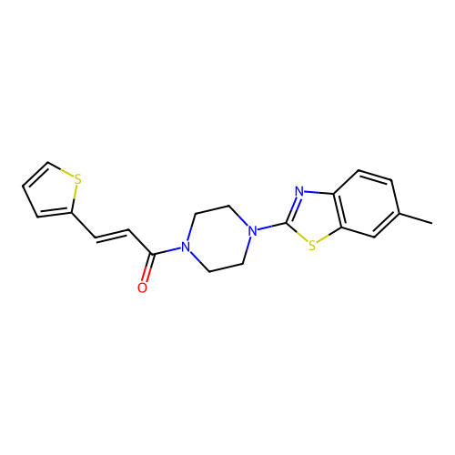 (2E)-1-[4-(6-methyl-1,3-benzothiazol-2-yl)piperazin-1-yl]-3-(thiophen-2-yl)prop-2-en-1-one structure