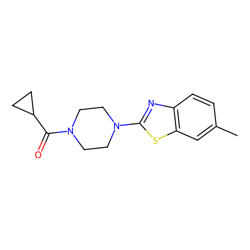 Cyclopropyl(4-(6-methylbenzo[d]thiazol-2-yl)piperazin-1-yl)methanone structure