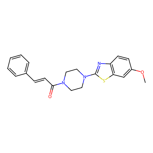 (2E)-1-[4-(6-methoxy-1,3-benzothiazol-2-yl)piperazin-1-yl]-3-phenylprop-2-en-1-one structure