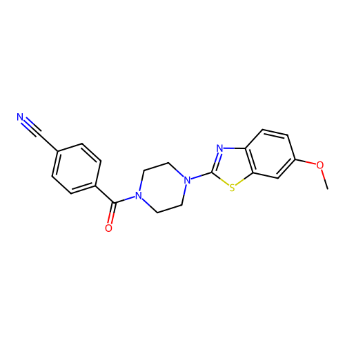4-[4-(6-Methoxy-1,3-benzothiazol-2-yl)piperazine-1-carbonyl]benzonitrile structure