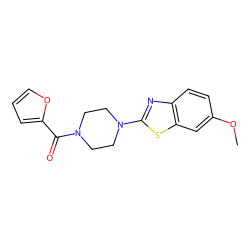 Furan-2-yl(4-(6-methoxybenzo[d]thiazol-2-yl)piperazin-1-yl)methanone structure
