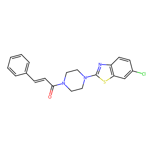 (E)-1-[4-(6-chloro-1,3-benzothiazol-2-yl)piperazin-1-yl]-3-phenylprop-2-en-1-one structure