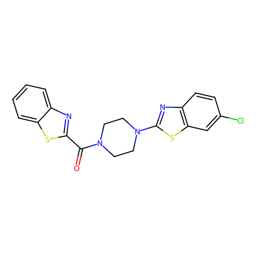 Benzo[d]thiazol-2-yl(4-(6-chlorobenzo[d]thiazol-2-yl)piperazin-1-yl)methanone structure