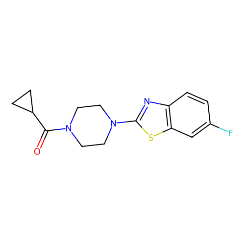 Cyclopropyl(4-(6-fluorobenzo[d]thiazol-2-yl)piperazin-1-yl)methanone structure