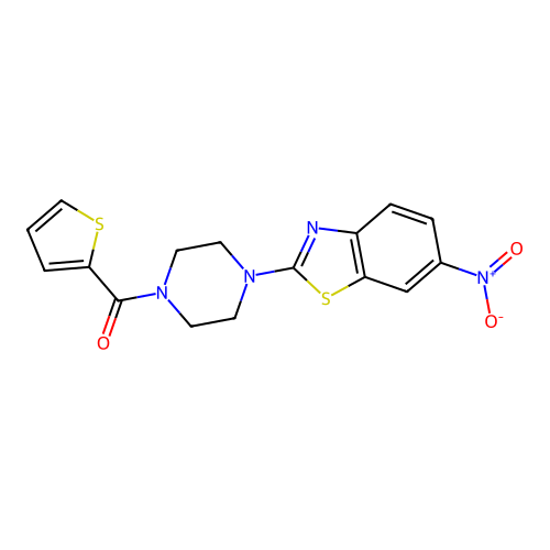 (4-(6-Nitrobenzo[d]thiazol-2-yl)piperazin-1-yl)(thiophen-2-yl)methanone structure
