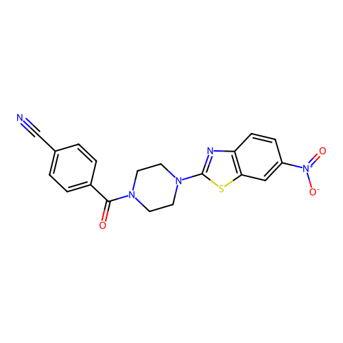4-[4-(6-Nitro-1,3-benzothiazol-2-yl)piperazine-1-carbonyl]benzonitrile structure
