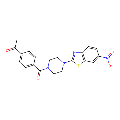 1-(4-(4-(6-Nitrobenzo[d]thiazol-2-yl)piperazine-1-carbonyl)phenyl)ethanone structure