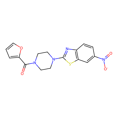 Furan-2-yl(4-(6-nitrobenzo[d]thiazol-2-yl)piperazin-1-yl)methanone structure