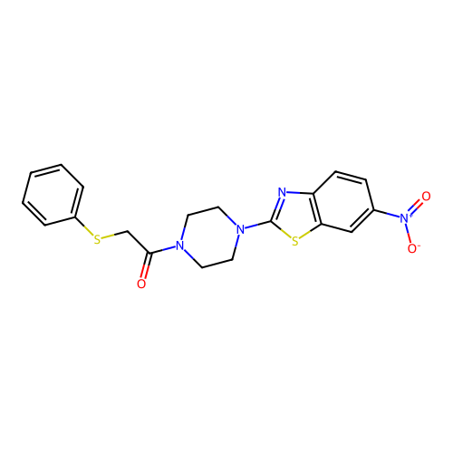1-(4-(6-Nitrobenzo[d]thiazol-2-yl)piperazin-1-yl)-2-(phenylthio)ethanone structure