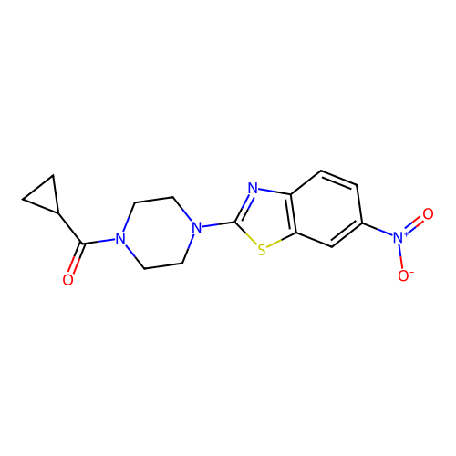Cyclopropyl(4-(6-nitrobenzo[d]thiazol-2-yl)piperazin-1-yl)methanone structure