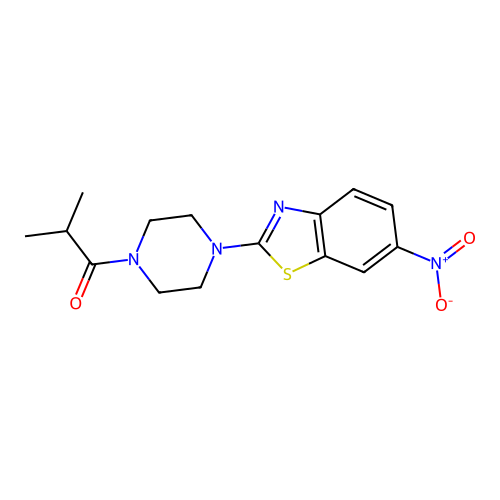 2-Methyl-1-[4-(6-nitro-1,3-benzothiazol-2-yl)piperazin-1-yl]propan-1-one structure