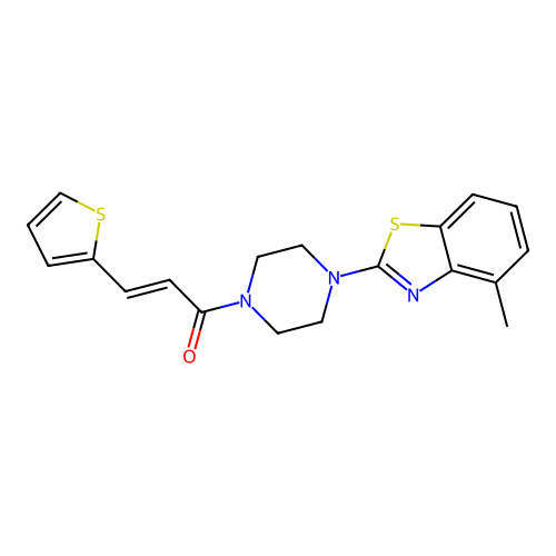(2E)-1-[4-(4-methyl-1,3-benzothiazol-2-yl)piperazin-1-yl]-3-(thiophen-2-yl)prop-2-en-1-one structure