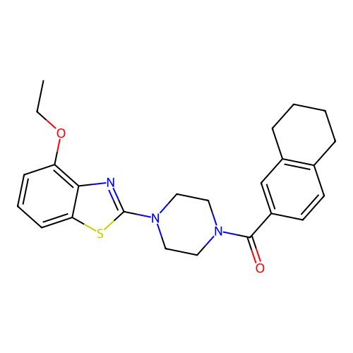 4-ethoxy-2-[4-(5,6,7,8-tetrahydronaphthalene-2-carbonyl)piperazin-1-yl]-1,3-benzothiazole structure