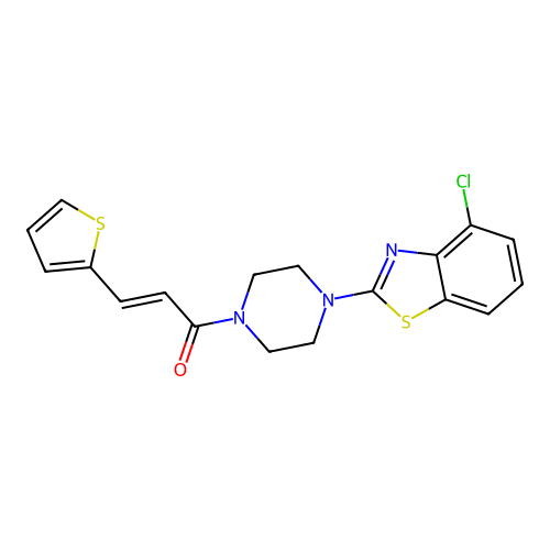 (2E)-1-[4-(4-chloro-1,3-benzothiazol-2-yl)piperazin-1-yl]-3-(thiophen-2-yl)prop-2-en-1-one structure