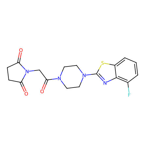 1-{2-[4-(4-fluoro-1,3-benzothiazol-2-yl)piperazin-1-yl]-2-oxoethyl}pyrrolidine-2,5-dione structure