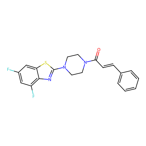 (2E)-1-[4-(4,6-difluoro-1,3-benzothiazol-2-yl)piperazin-1-yl]-3-phenylprop-2-en-1-one structure