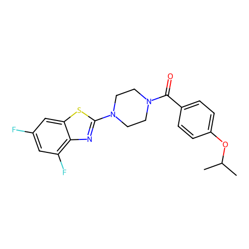 4,6-difluoro-2-{4-[4-(propan-2-yloxy)benzoyl]piperazin-1-yl}-1,3-benzothiazole structure