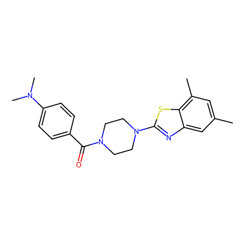 4-[4-(5,7-dimethyl-1,3-benzothiazol-2-yl)piperazine-1-carbonyl]-N,N-dimethylaniline structure