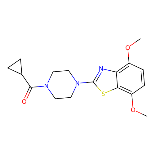 Cyclopropyl(4-(4,7-dimethoxybenzo[d]thiazol-2-yl)piperazin-1-yl)methanone structure