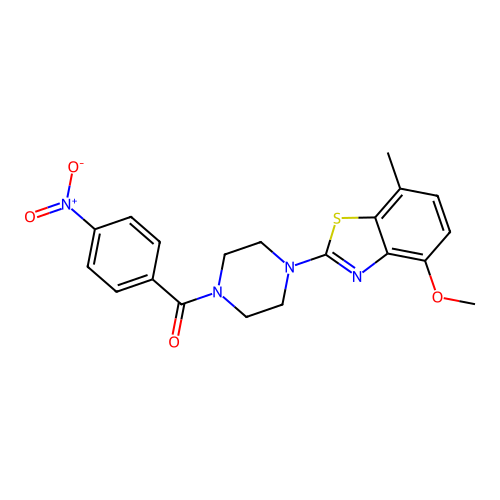 4-methoxy-7-methyl-2-[4-(4-nitrobenzoyl)piperazin-1-yl]-1,3-benzothiazole structure