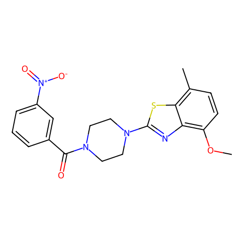 4-methoxy-7-methyl-2-[4-(3-nitrobenzoyl)piperazin-1-yl]-1,3-benzothiazole structure