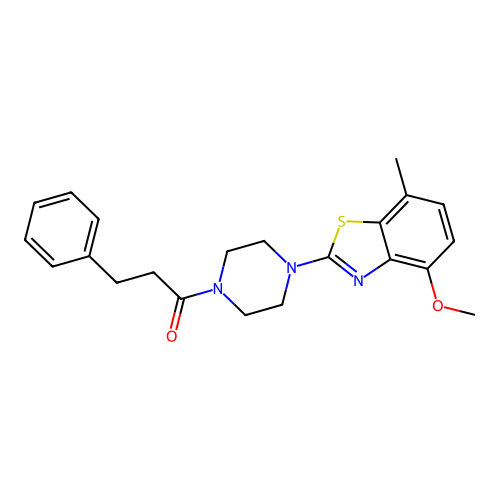 1-[4-(4-methoxy-7-methyl-1,3-benzothiazol-2-yl)piperazin-1-yl]-3-phenylpropan-1-one structure