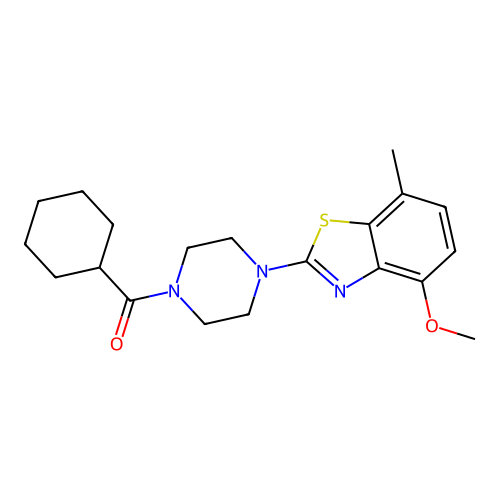 Cyclohexyl(4-(4-methoxy-7-methylbenzo[d]thiazol-2-yl)piperazin-1-yl)methanone structure