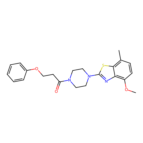 1-[4-(4-methoxy-7-methyl-1,3-benzothiazol-2-yl)piperazin-1-yl]-3-phenoxypropan-1-one structure
