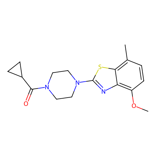 Cyclopropyl(4-(4-methoxy-7-methylbenzo[d]thiazol-2-yl)piperazin-1-yl)methanone structure
