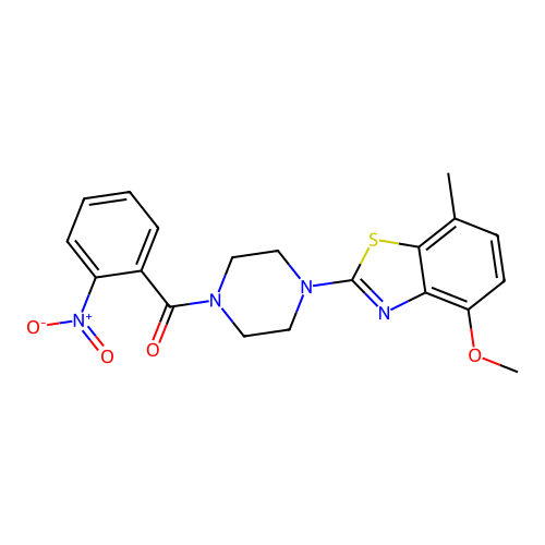 4-methoxy-7-methyl-2-[4-(2-nitrobenzoyl)piperazin-1-yl]-1,3-benzothiazole structure