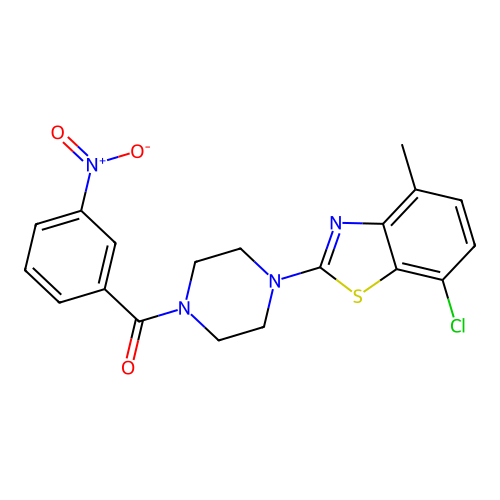 7-chloro-4-methyl-2-[4-(3-nitrobenzoyl)piperazin-1-yl]-1,3-benzothiazole structure
