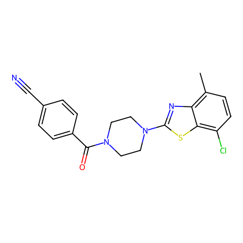 4-[4-(7-Chloro-4-methyl-1,3-benzothiazol-2-yl)piperazine-1-carbonyl]benzonitrile structure