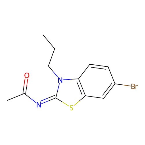N-(6-bromo-3-propyl-1,3-benzothiazol-2-ylidene)acetamide structure