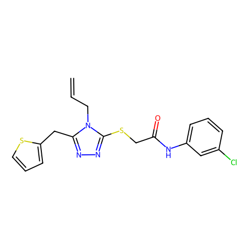 N-(3-chlorophenyl)-2-{[4-(prop-2-en-1-yl)-5-(thiophen-2-ylmethyl)-4H-1,2,4-triazol-3-yl]sulfanyl}acetamide structure