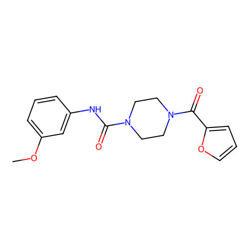 4-(furan-2-carbonyl)-N-(3-methoxyphenyl)piperazine-1-carboxamide structure