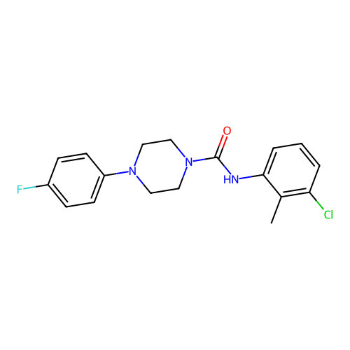 N-(3-chloro-2-methylphenyl)-4-(4-fluorophenyl)piperazine-1-carboxamide structure