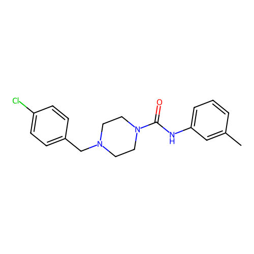 4-[(4-chlorophenyl)methyl]-N-(3-methylphenyl)piperazine-1-carboxamide structure