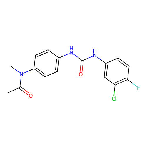 N-[4-[(3-chloro-4-fluorophenyl)carbamoylamino]phenyl]-N-methylacetamide structure