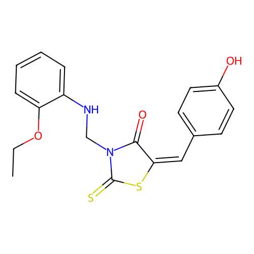 3-(((2-Ethoxyphenyl)amino)methyl)-5-((4-hydroxyphenyl)methylene)-2-thioxo-4-thiazolidinone structure