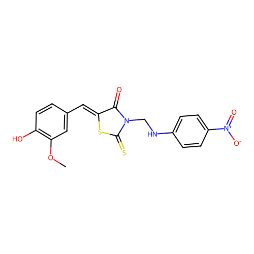 5-(4-hydroxy-3-methoxybenzylidene)-3-(((4-nitrophenyl)amino) structure