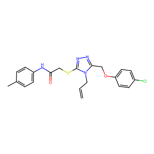 2-({5-[(4-chlorophenoxy)methyl]-4-(prop-2-en-1-yl)-4H-1,2,4-triazol-3-yl}sulfanyl)-N-(4-methylphenyl)acetamide structure
