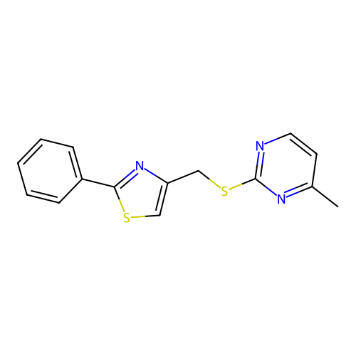 4-[(4-Methylpyrimidin-2-yl)sulfanylmethyl]-2-phenyl-1,3-thiazole structure
