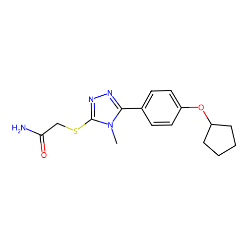 2-[[5-(4-Cyclopentyloxyphenyl)-4-methyl-1,2,4-triazol-3-yl]sulfanyl]acetamide structure