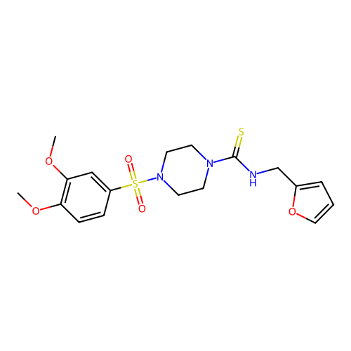 4-(3,4-dimethoxyphenyl)sulfonyl-N-(furan-2-ylmethyl)piperazine-1-carbothioamide structure