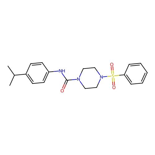 4-(benzenesulfonyl)-N-(4-propan-2-ylphenyl)piperazine-1-carboxamide structure