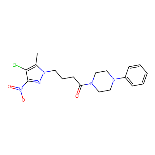 4-(4-Chloro-5-methyl-3-nitropyrazol-1-yl)-1-(4-phenylpiperazin-1-yl)butan-1-one structure