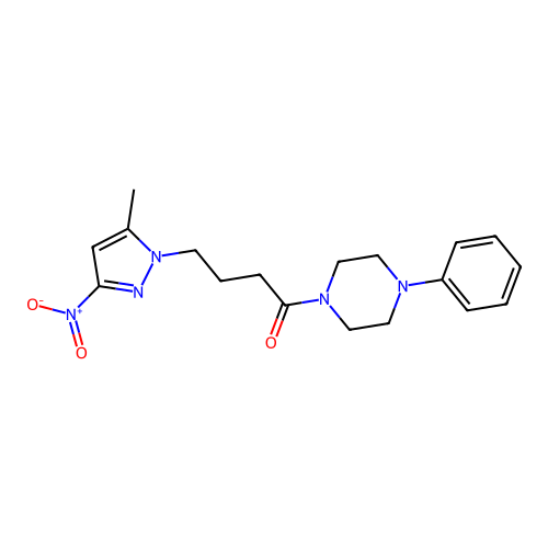 4-(5-methyl-3-nitro-1H-pyrazol-1-yl)-1-(4-phenylpiperazin-1-yl)butan-1-one structure