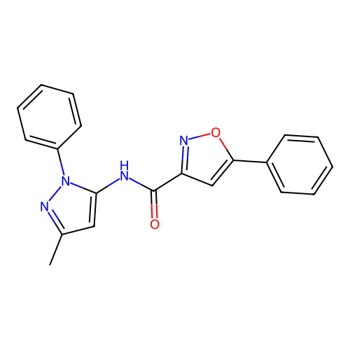 N-(3-methyl-1-phenyl-1H-pyrazol-5-yl)-5-phenyl-3-isoxazolecarboxamide structure