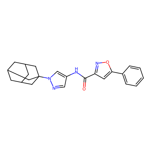 N-[1-(1-adamantyl)-1H-pyrazol-4-yl]-5-phenyl-3-isoxazolecarboxamide structure