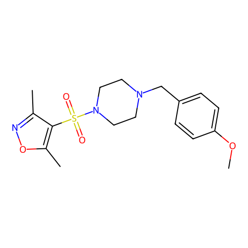 4-[4-[(4-Methoxyphenyl)methyl]piperazin-1-yl]sulfonyl-3,5-dimethyl-1,2-oxazole structure
